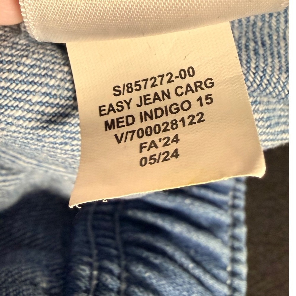 GAP Easy Jean Cargo Pants Large Petite Indigo Drawstring Utility Pockets - Picture 6 of 8